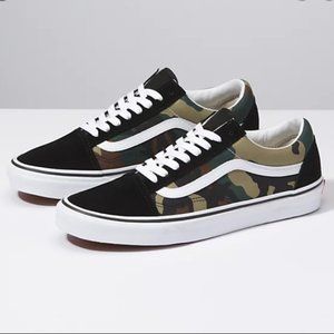 VANS Old Skool Woodland Camo Black Skate Shoes EUC
